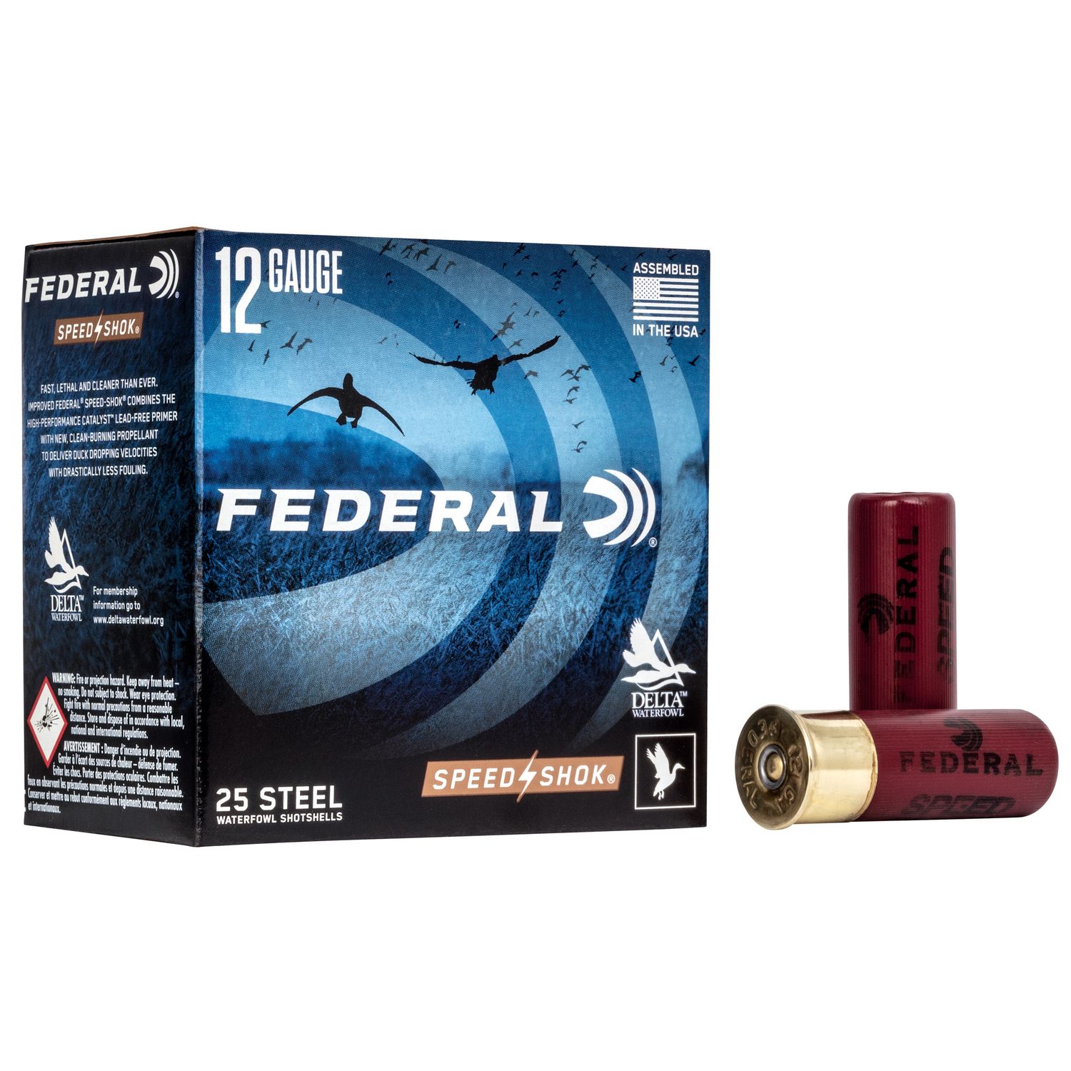 Federal Speed-Shok Shotshells WF1454, 12 Ga, 2-3/4", 1 1/8 oz, 1500 fps, #4 Steel Shot, 25 Rds/bx