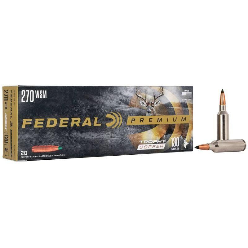 Federal Vital-Shok Rifle Ammunition P270WSMTC1, 270 Winchester Short Magnum (WSM), Trophy Copper, 130 GR, 3280 fps, 20 Rd/Bx