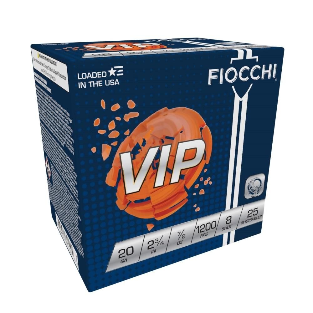 Fiocchi Premium Target 20VIP8, 20 Gauge, 2-3/4", 7/8 oz, 1200 fps, #8 Lead Shot, 25 Rds/Bx