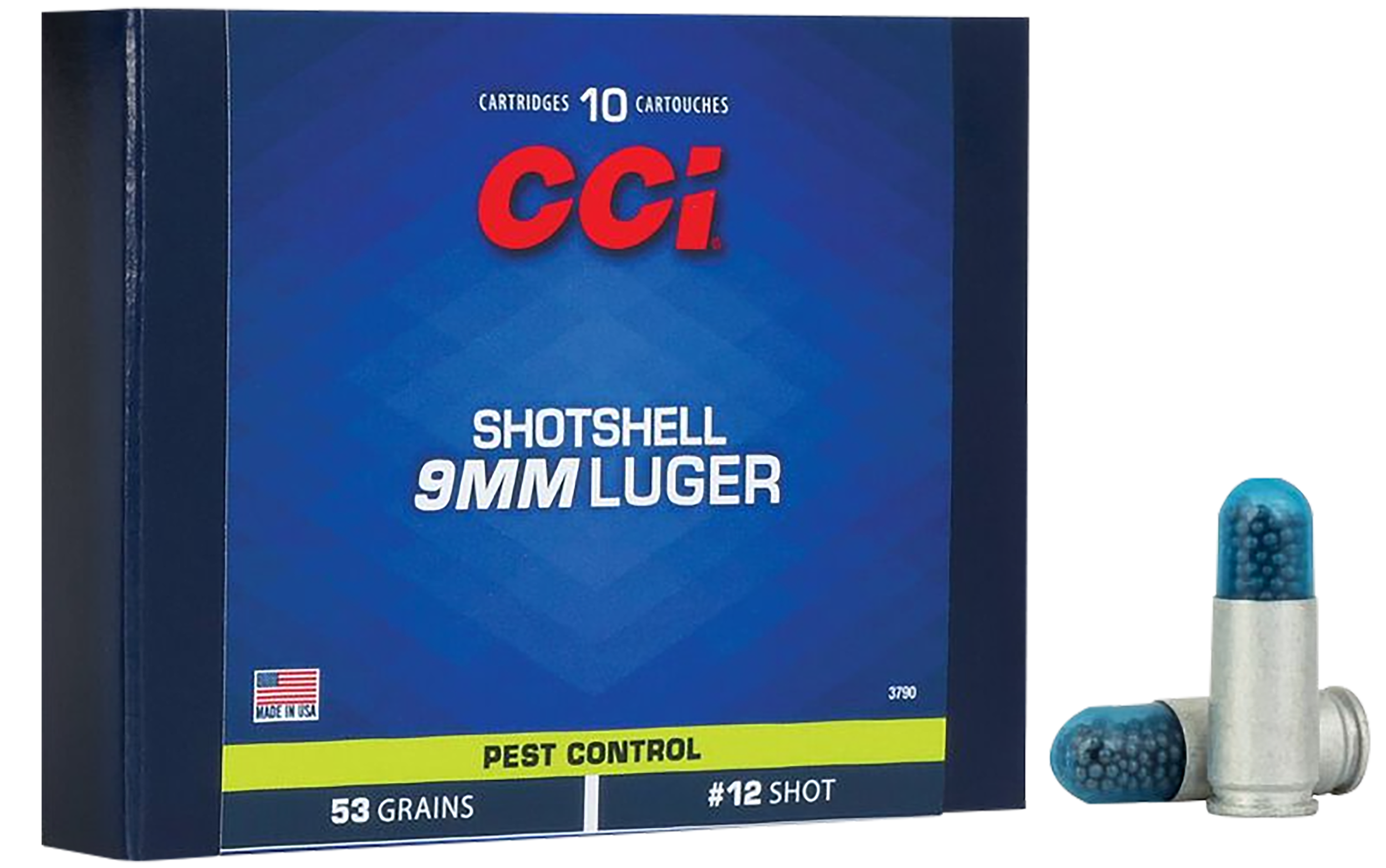 CCI Pest Control ShotShells 3790, 9mm, #12 ShotShell, 53 GR, 1450 fps, 10 Rd/bx