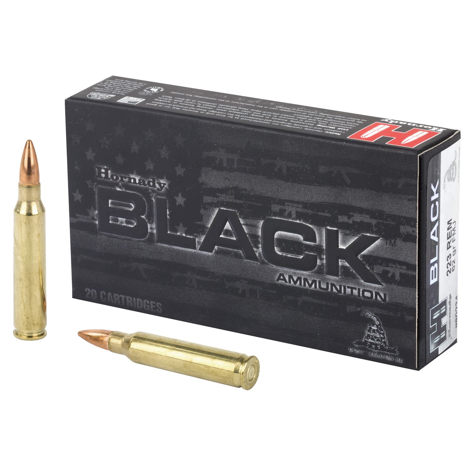 Hornady Black Rifle Ammunition 80234, 223 Remington, Full Metal Jacket (FMJ), 62 GR, 3100 fps, 20 Rd/Bx