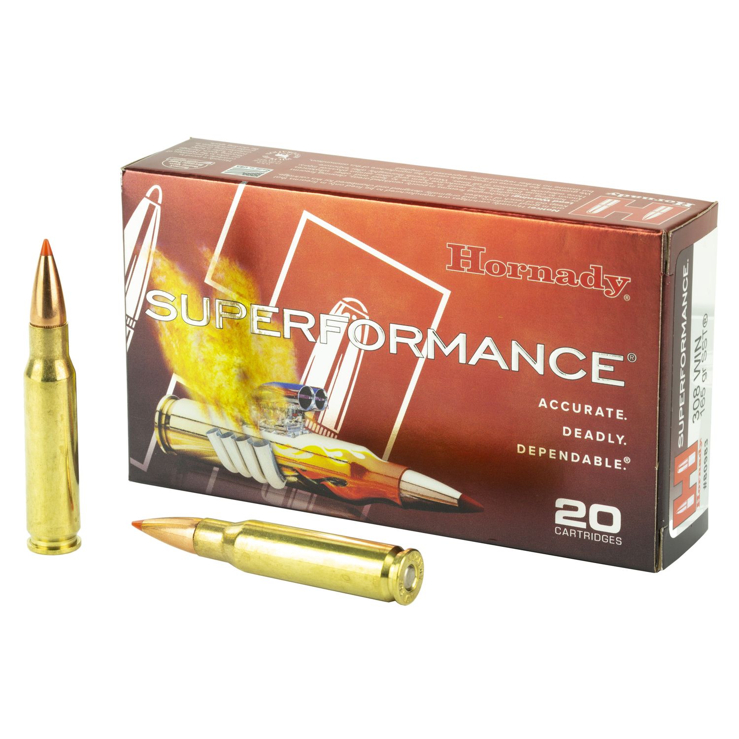 Hornady Superformance Rifle Ammunition 80983, 308 Winchester, SST, 165 GR, 2840 fps, 20 Rd/bx