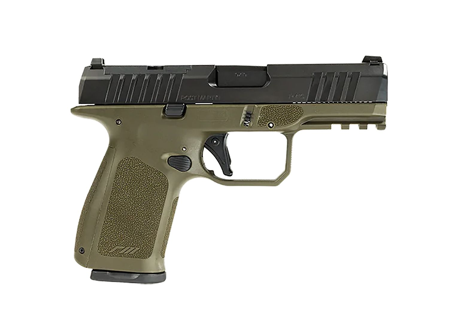 Rost Martin RM1C Compact Frame Pistol RM1CODGOSP, 9mm, 4", Polymer OD Green Grip, Black Finish, 17 Rds