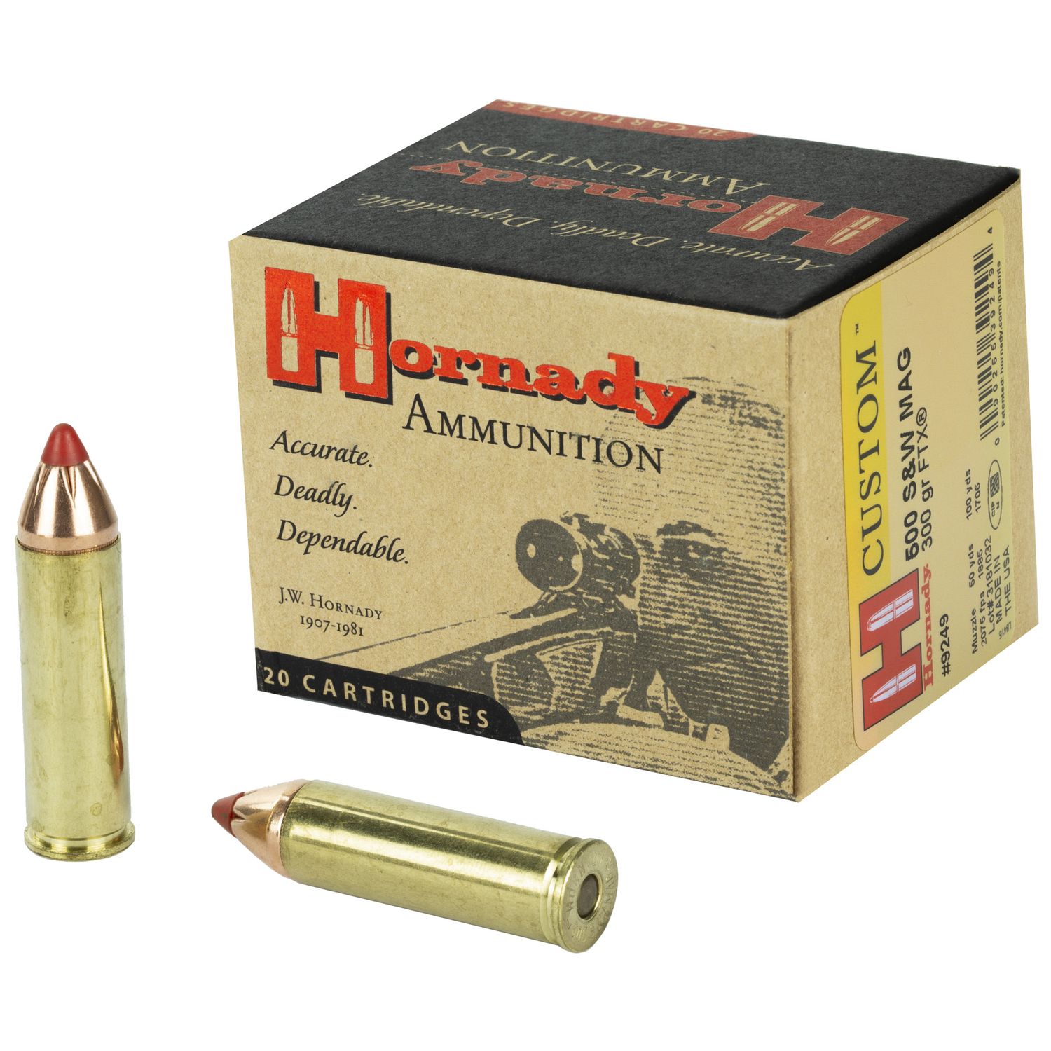 Hornady Custom Handgun Ammunition 9249, 500 S&W, SST, 300 GR, 2075 fps, 20 Rd/bx