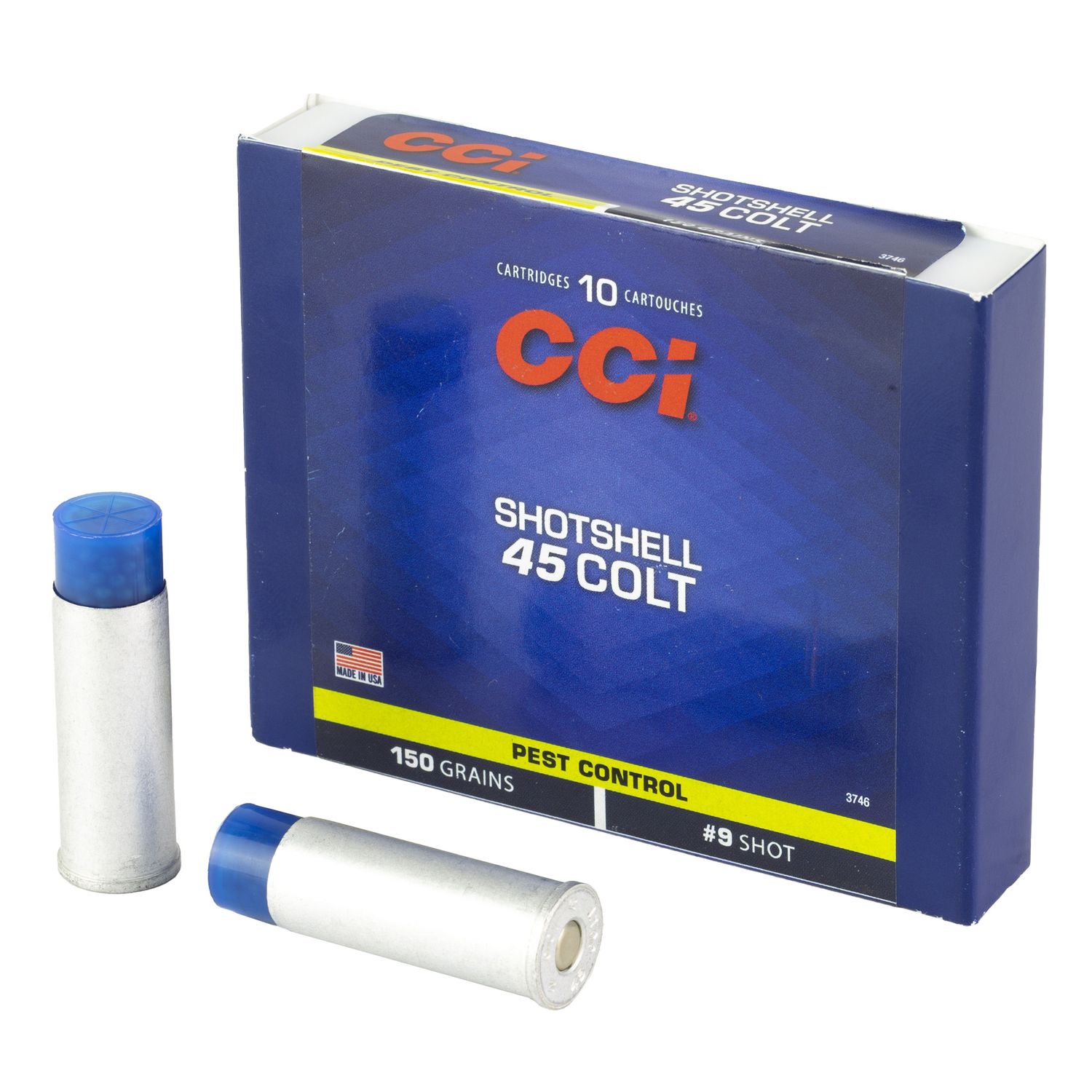 CCI Pest Control ShotShells 3746, 45 Colt, ShotShell, 150 GR, 1000 fps, 10 Rd/bx