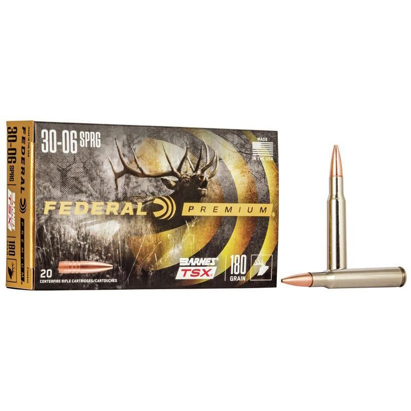 Federal Premium Vital-Shok Rifle Ammunition P3006AE, 30-06 Springfield, Barnes Triple Shock X-Bullet, 180 GR, 2700 fps, 20 Rd/bx