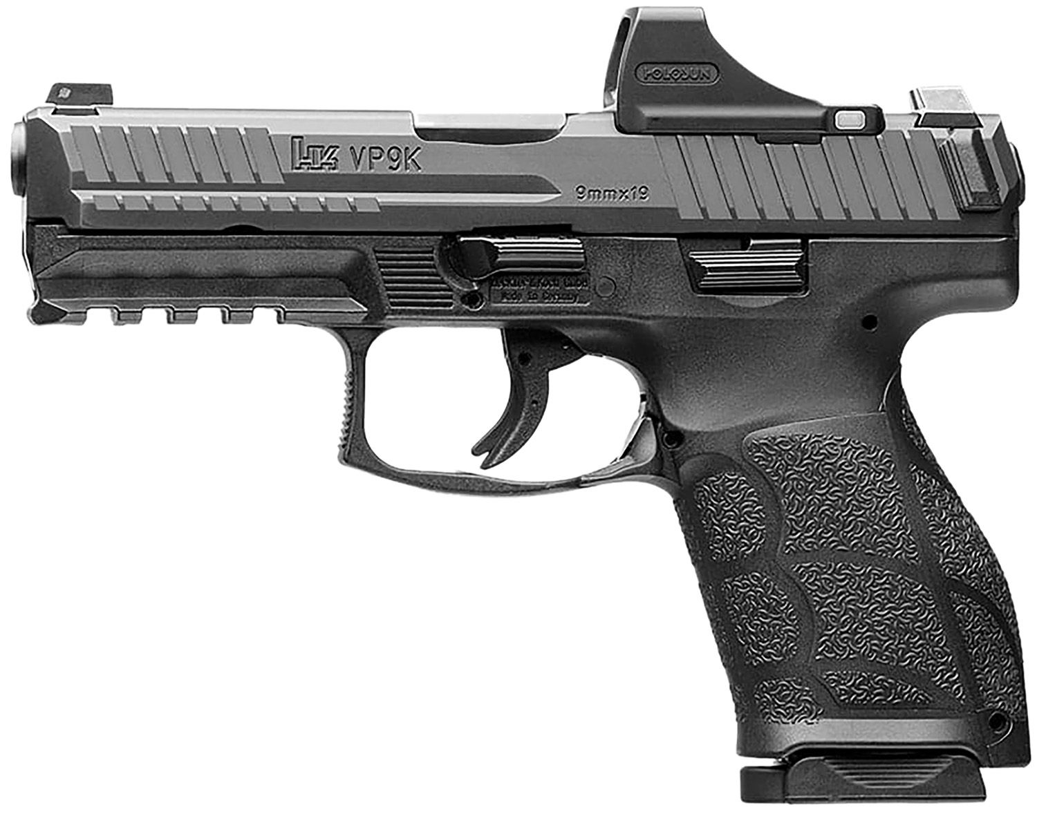 Heckler & Koch VP9A1 K, Compact Pistol 81001120, 9mm, 4.09", Polymer Grip, Black Finish, Holosun SCS Red Dot, 15+1,