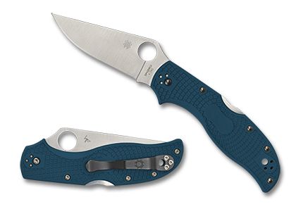 Spyderco Stretch 2 Folding Knife, Plain Edge, Blue Handle (C90FP2K390)