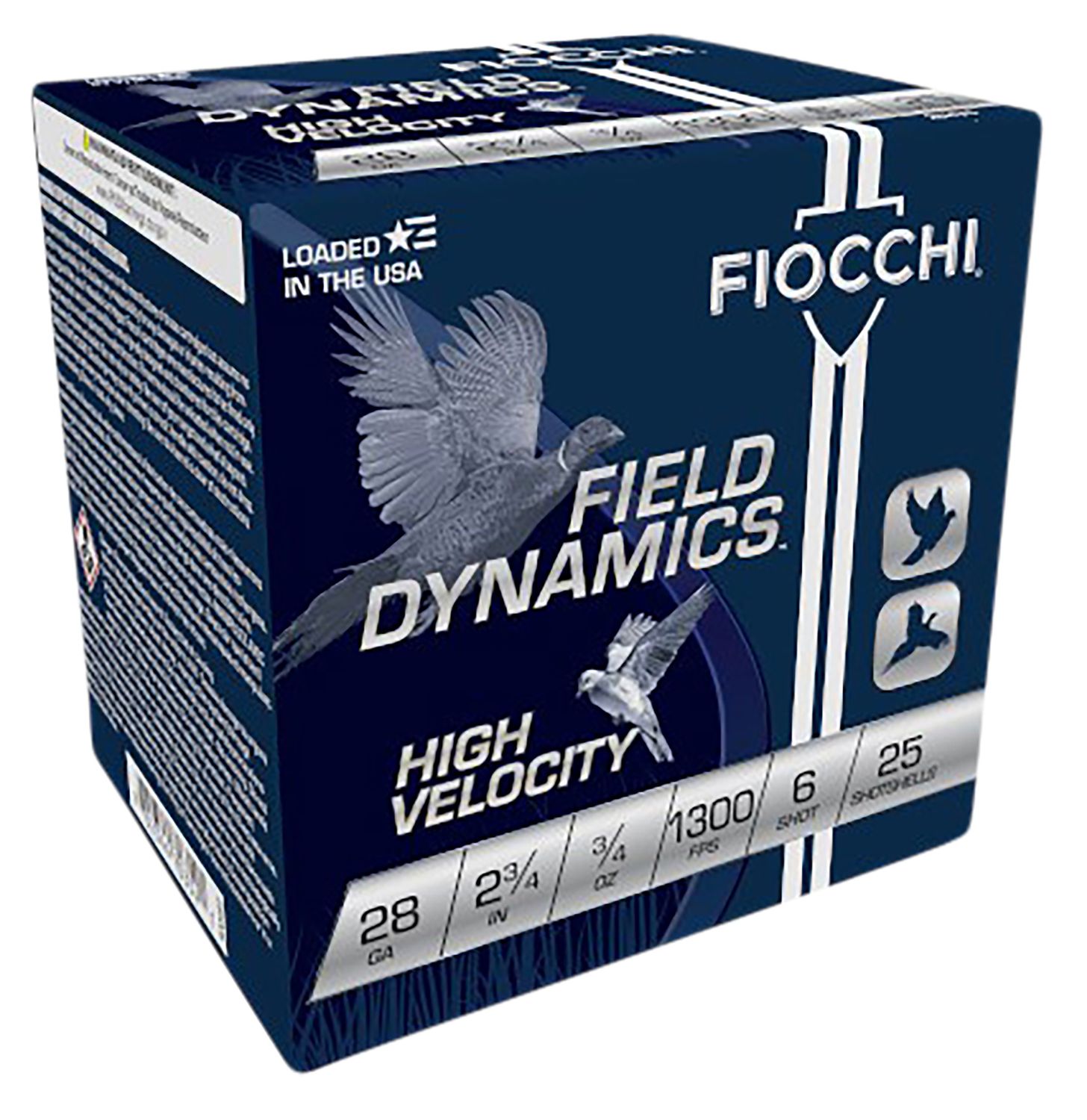 Fiocchi High Velocity 28HV6, 28 Gauge, 2-3/4", 3/4 oz, 1300 fps, #6 Lead Shot, 25 Rds/Bx