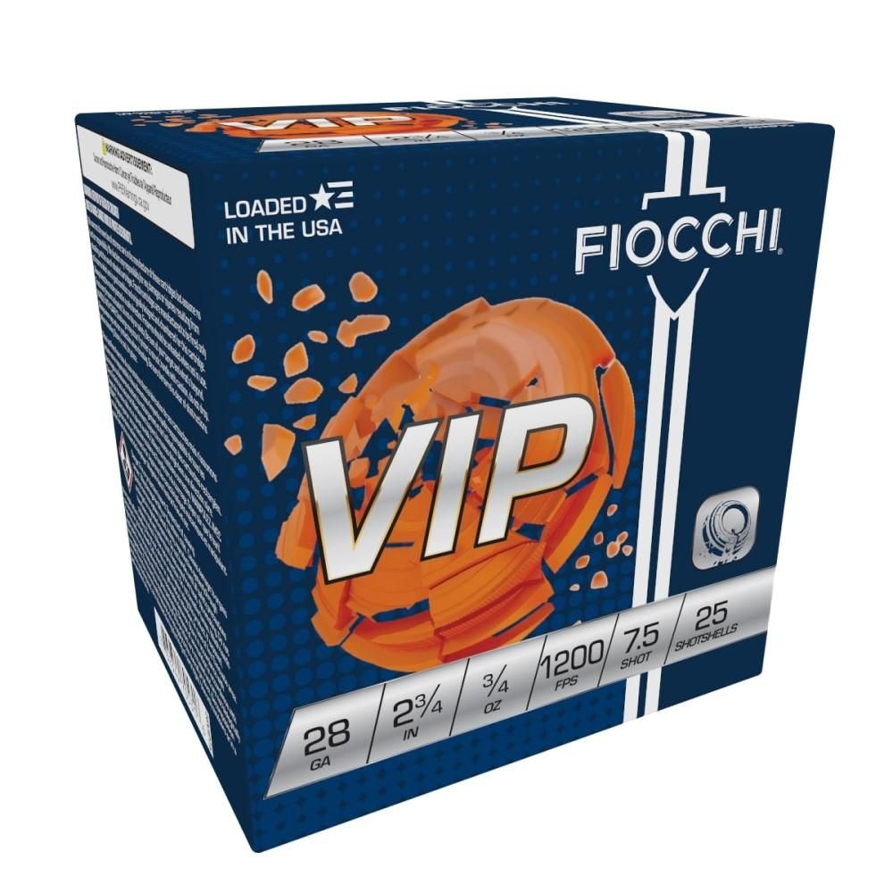 Fiocchi Premium Target 28VIP75, 28 Gauge, 2-3/4", 3/4 oz, 1200 fps, #7.5 Lead Shot , 25 Rds/Bx