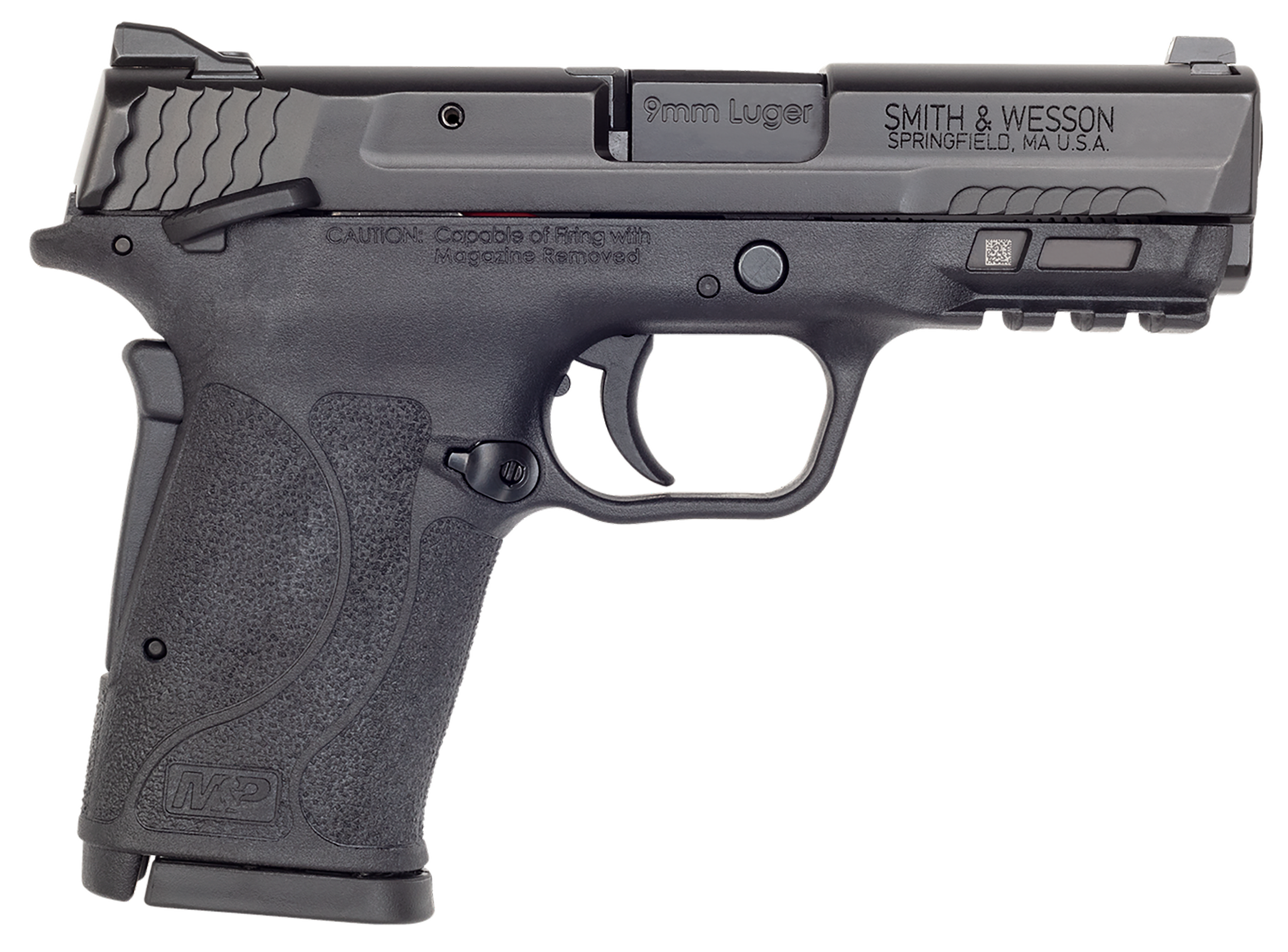 Smith & Wesson M&P Shield EZ M2.0 Pistol 12436, 9mm, 3.67 in, Textured Polymer Grip, Black Finish, 8 Rds