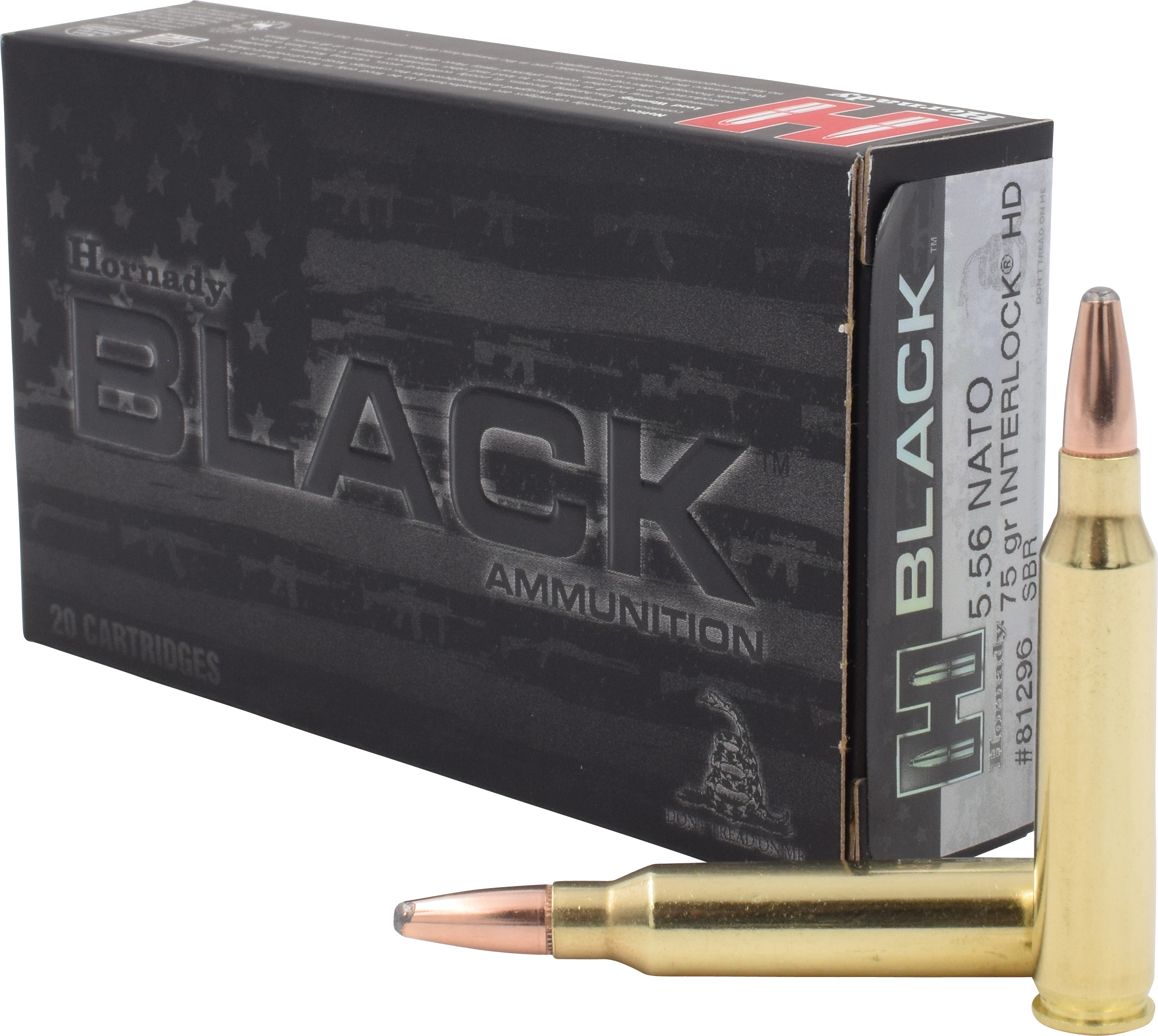 Hornady Black Rifle Ammunition 81296, 5.56MM NATO, InterLock HD SBR, 75 GR, 2321 fps, 20 Rd/Bx