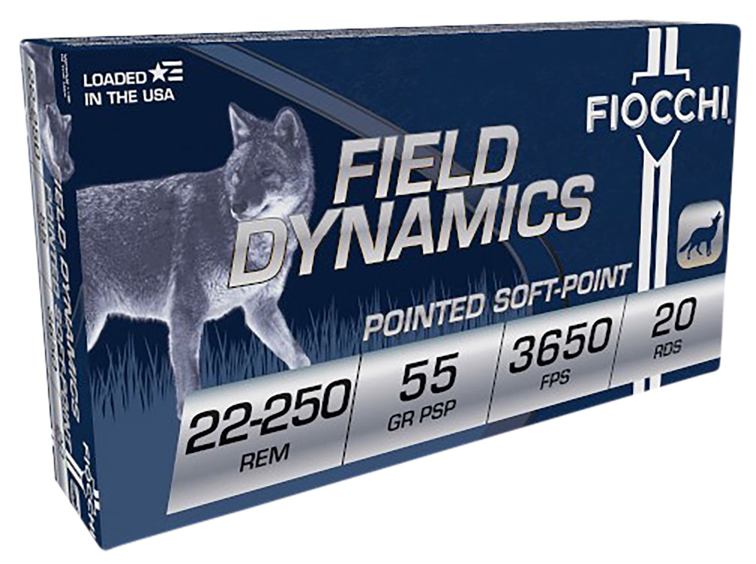 Fiocchi Extrema Rifle Ammunition 22250B, 22-250 Remington, Pointed Soft Point (SP), 55 GR, 20 Rd/bx