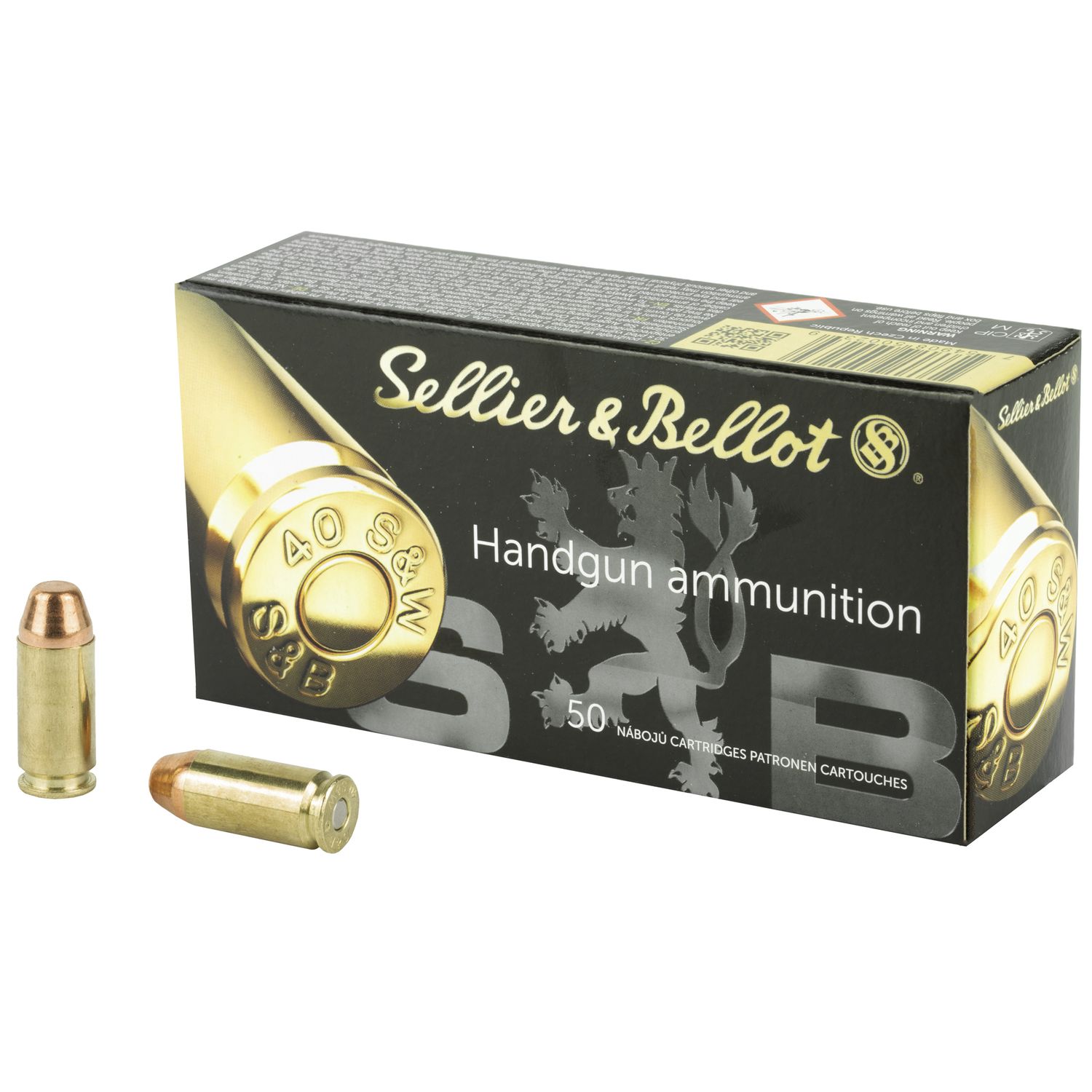 Sellier & Bellot Pistol Ammuntion SB40B, 40 S&W, Full Metal Jacket (FMJ), 180 GR, 985 fps, 50 Rd/bx