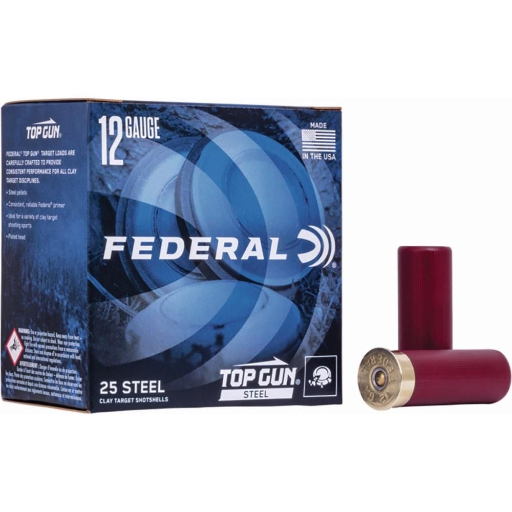 Federal Premium Top Gun Target Shotshells TG1477, 12 Gauge, 2-3/4", 1-1/8 oz, 1145 fps, #7 Steel Shot, 25 Rds/Bx