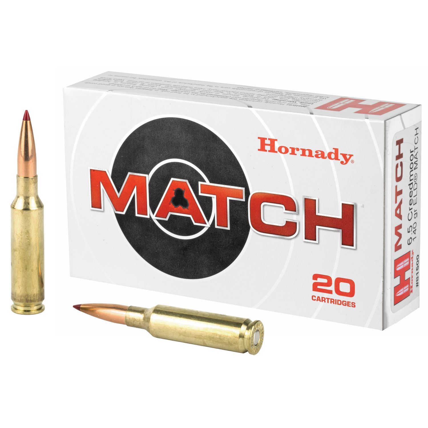 Hornady Match Rifle Ammunition 81500, 6.5 Creedmoor, ELD Match, 140 GR, 20 Rd/bx