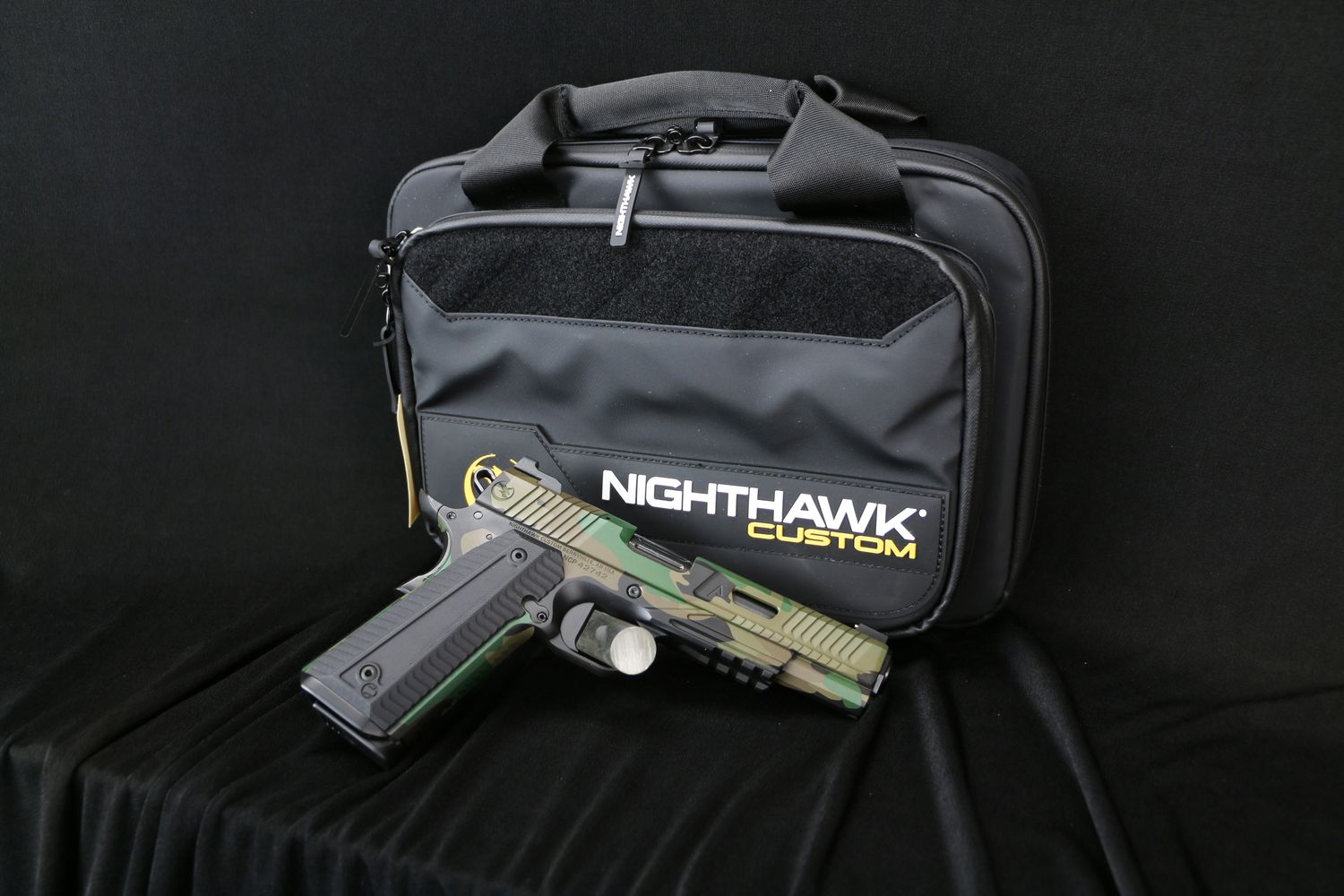 Nighthawk Custom Agent 2 Recon, 0070-M81, 45 ACP, 5", Railscales G10 Grips, M-81 Woodlands Camo Finish, 14k Gold Front Sight, 8 Rds