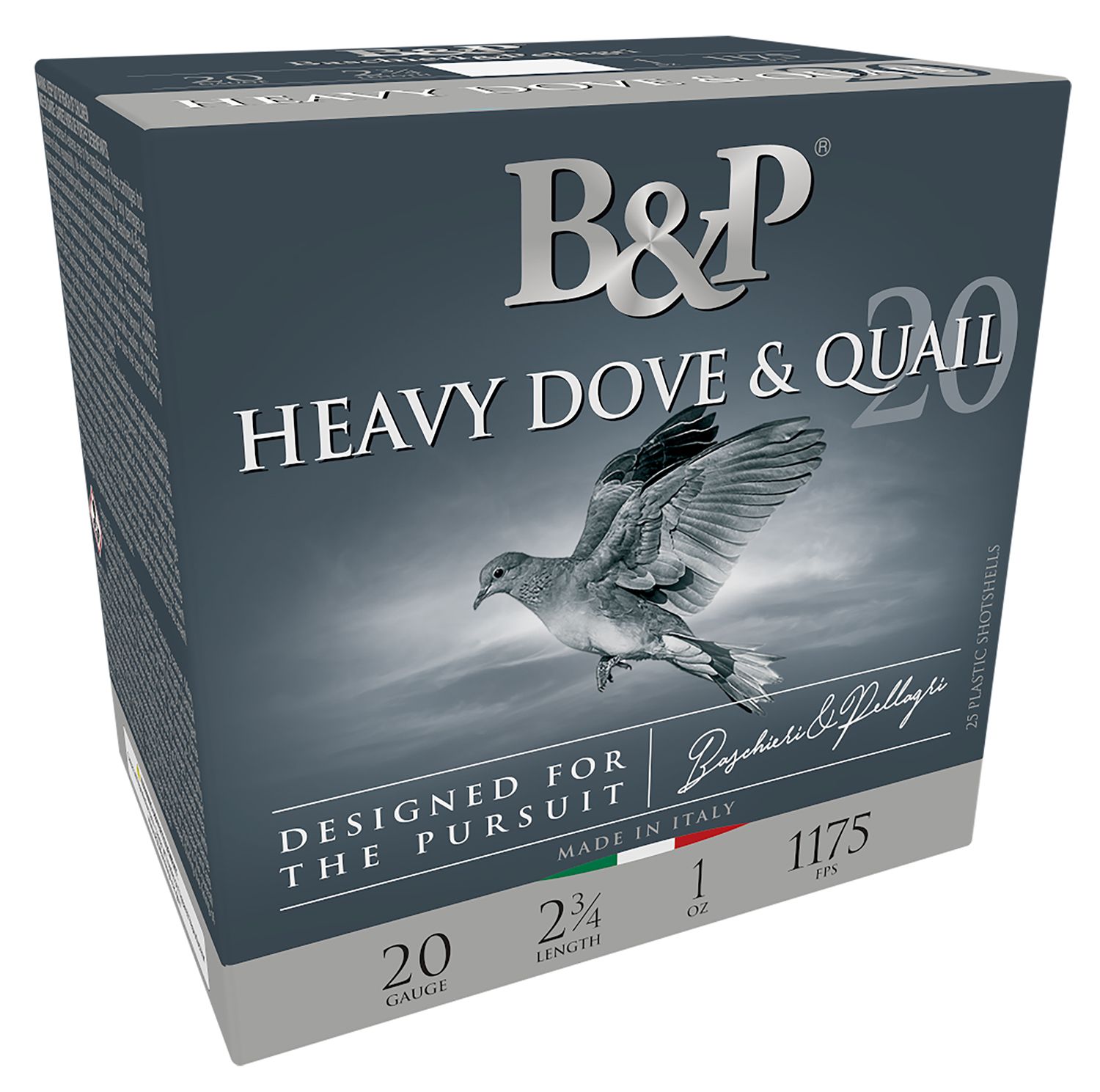 Baschieri & Pellagri Dove & Quail Loads CA7C08HDB002, 20 Gauge, 2-3/4", 1 oz, 1175 fps, #8 Shot, 25 Rd/Bx