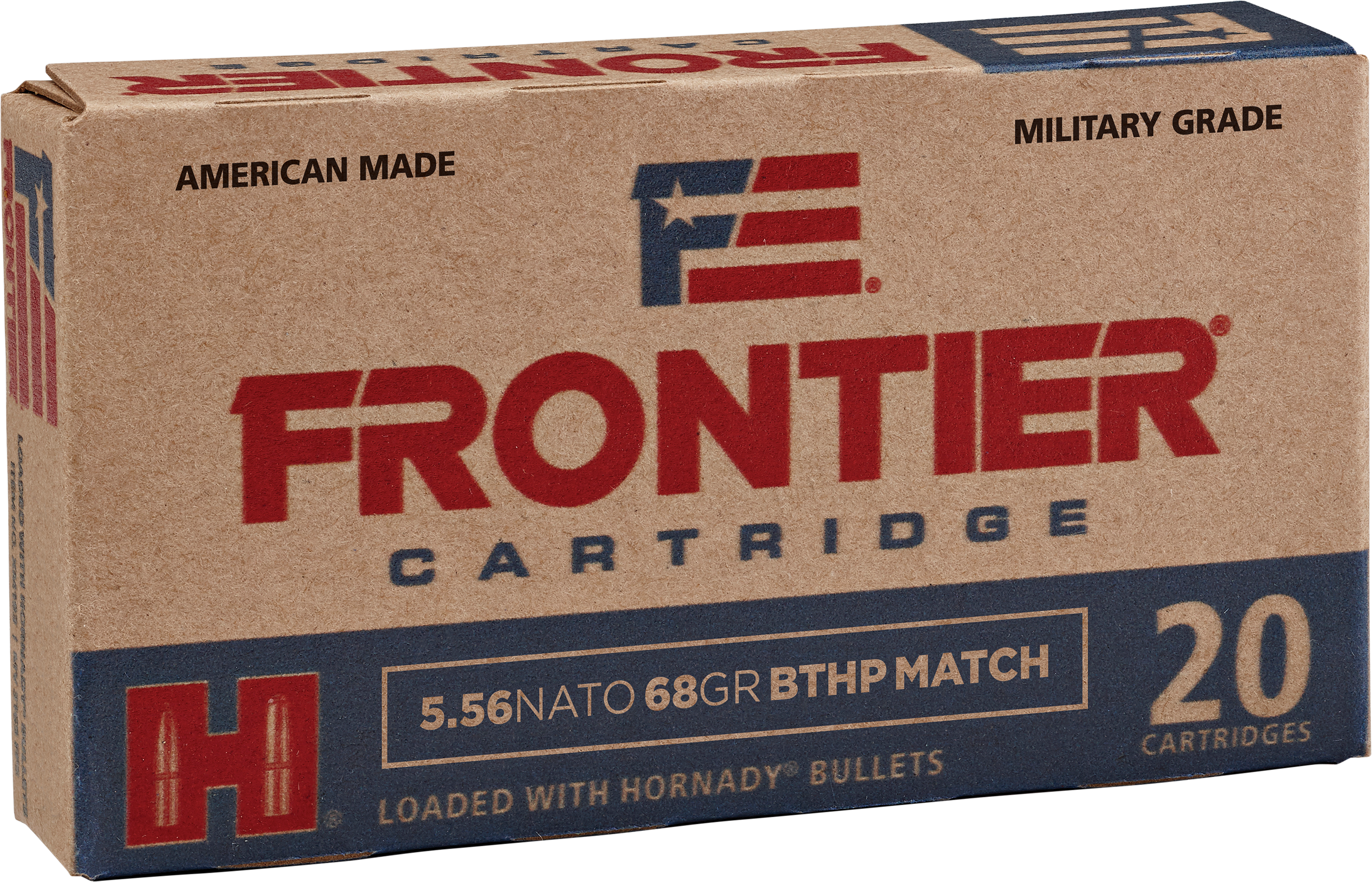 Hornady Frontier Rifle Ammunition FR310, 5.56mm NATO, BTHP Match, 68 GR, 2690 fps, 20 Rds/bx