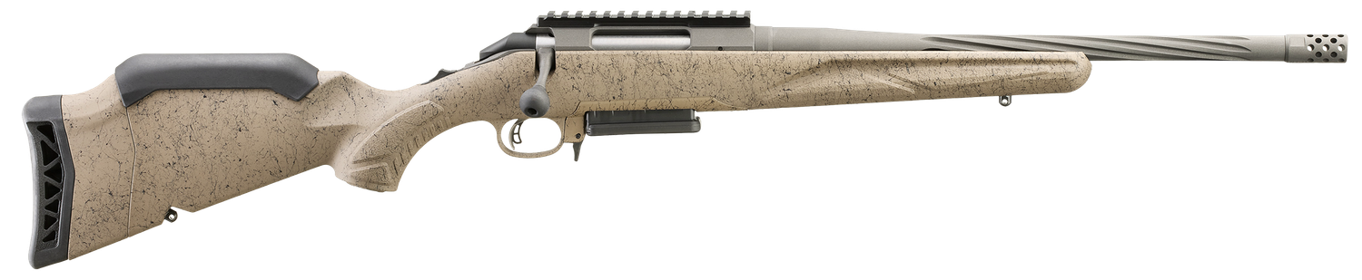 Ruger American Ranch II Rifle 46929, 308 Winchester, 16" Threaded, FDE Splatter Gen II American Stock, Gun Metal Gray Cerakote