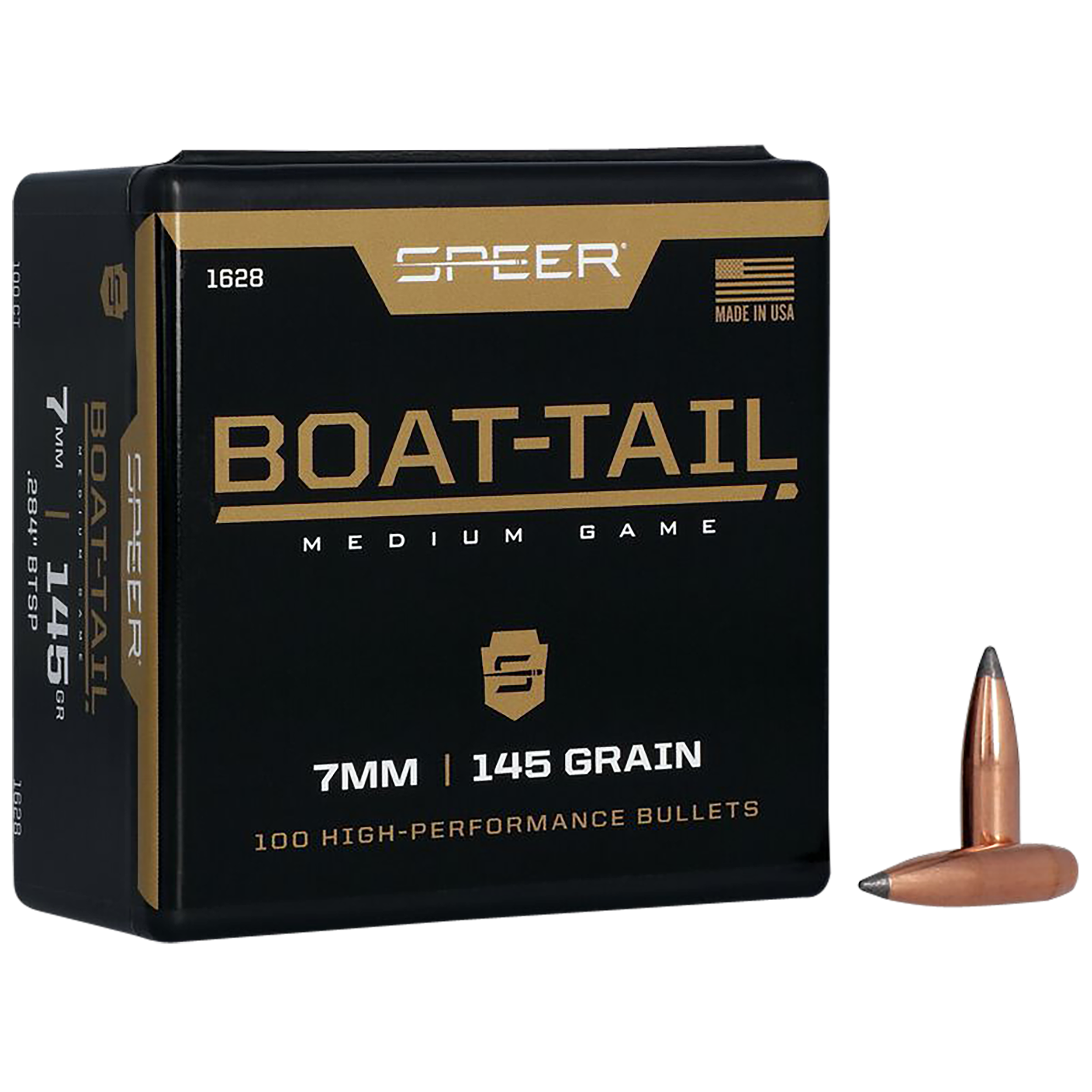 Speer 7MM 145 Grain Spitzer/Boat Tail 100/Box (1628), Not Loaded