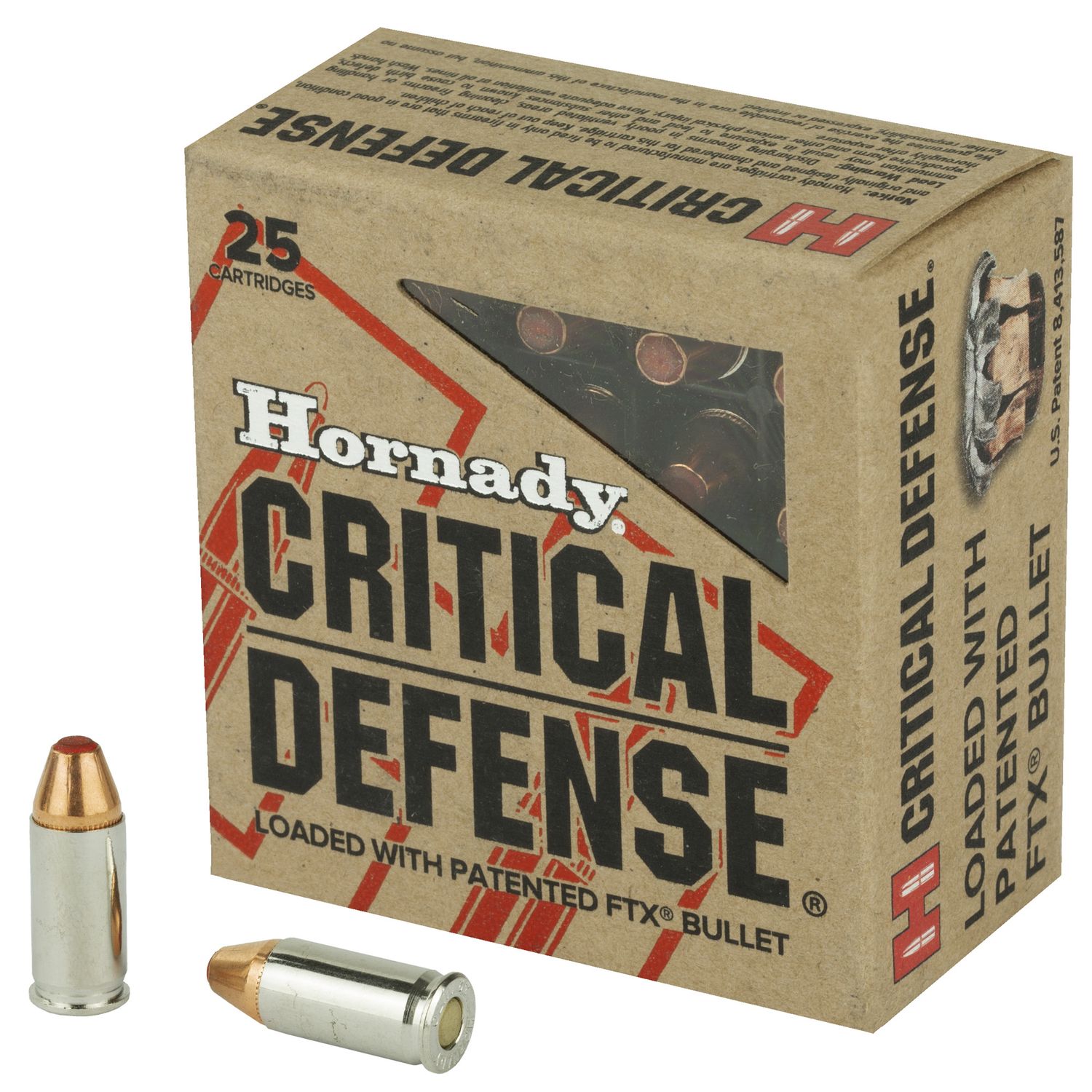 Hornady Critical Defense Handgun Ammunition 90063, 32 ACP, Flex Tip eXpanding (FTX), 60 GR, 1000 fps, 25 Rd/bx