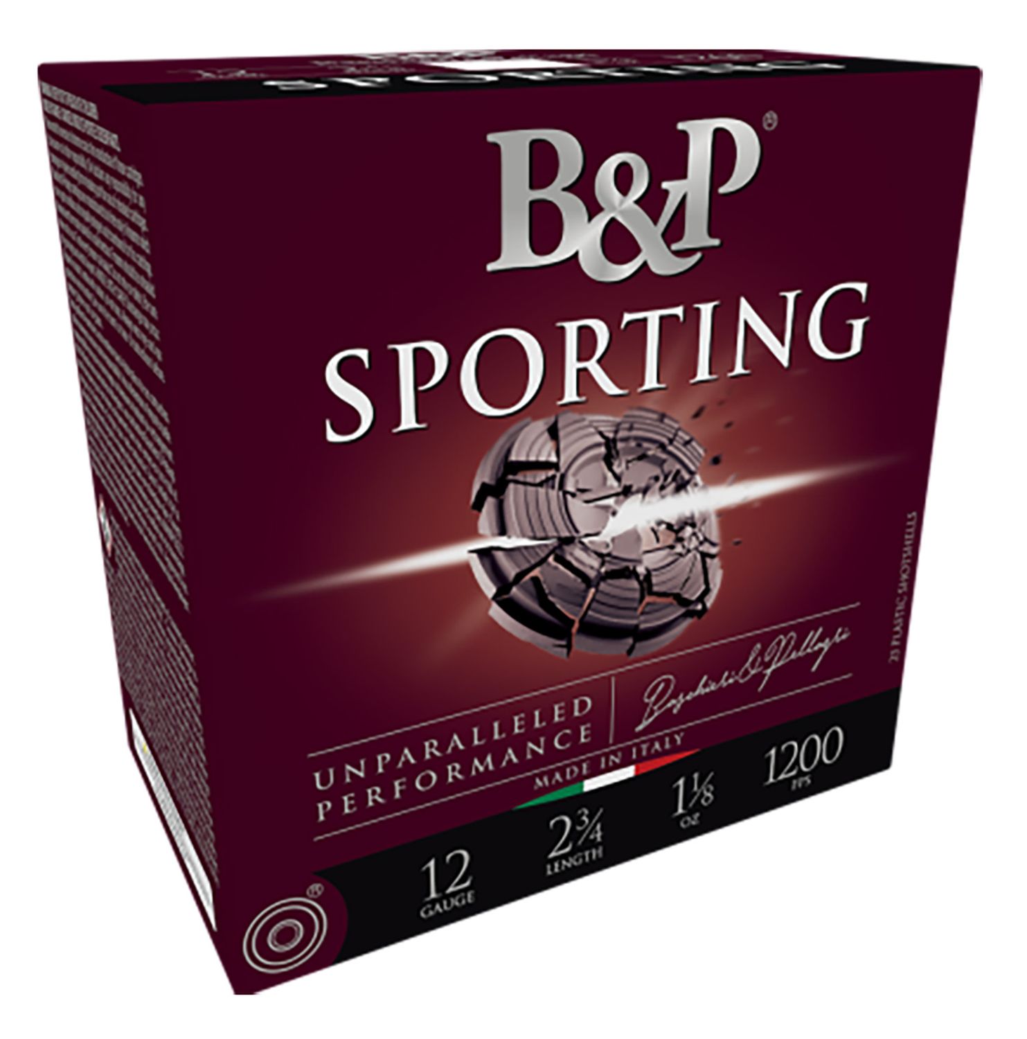 Baschieri & Pellagri Sporting Clays Target Loads CA7T03SPA001, 12 Gauge, 2-3/4", 1 oz, 1200 fps, #8 Shot, 25 Rd/Bx