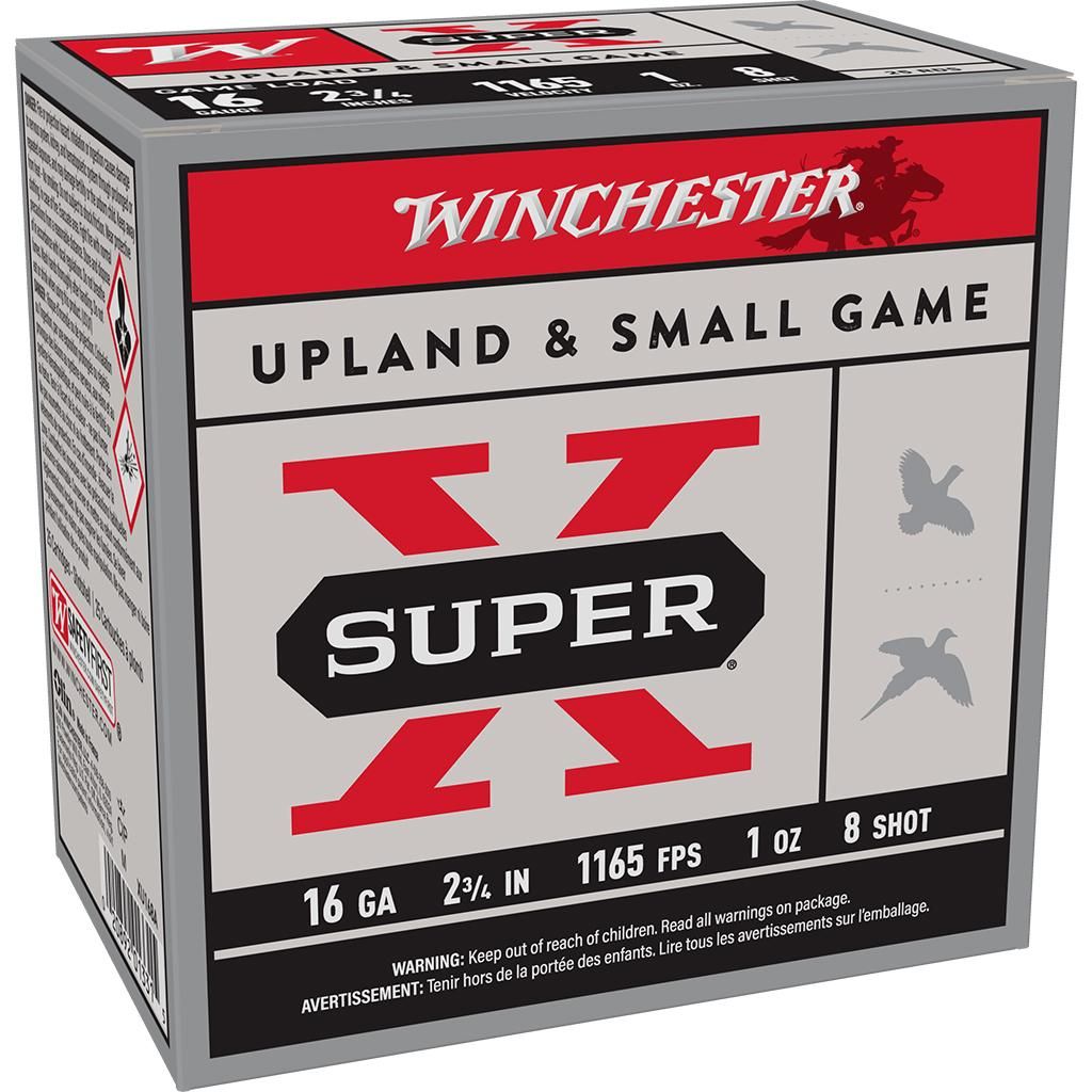 Winchester Super X Game XU168, 16 Gauge, 2-3/4", 1 oz, 1165 fps, #8 Lead Shot, 25 Rds/Bx