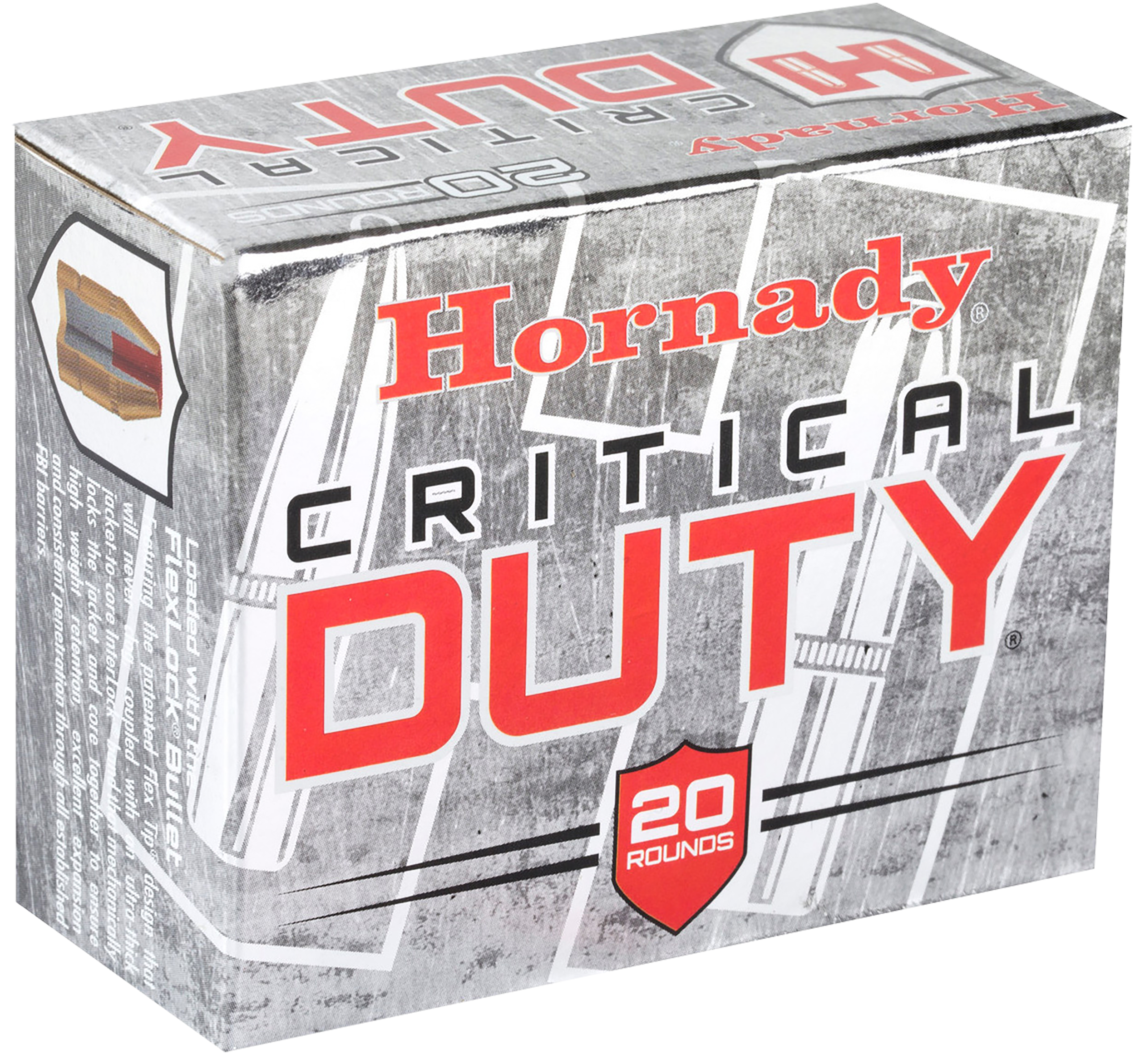 Hornady Critical Duty Pistol Ammunition 90926, 45 ACP +P, FlexLock, 220 GR, 975 fps, 20 Rd/Bx