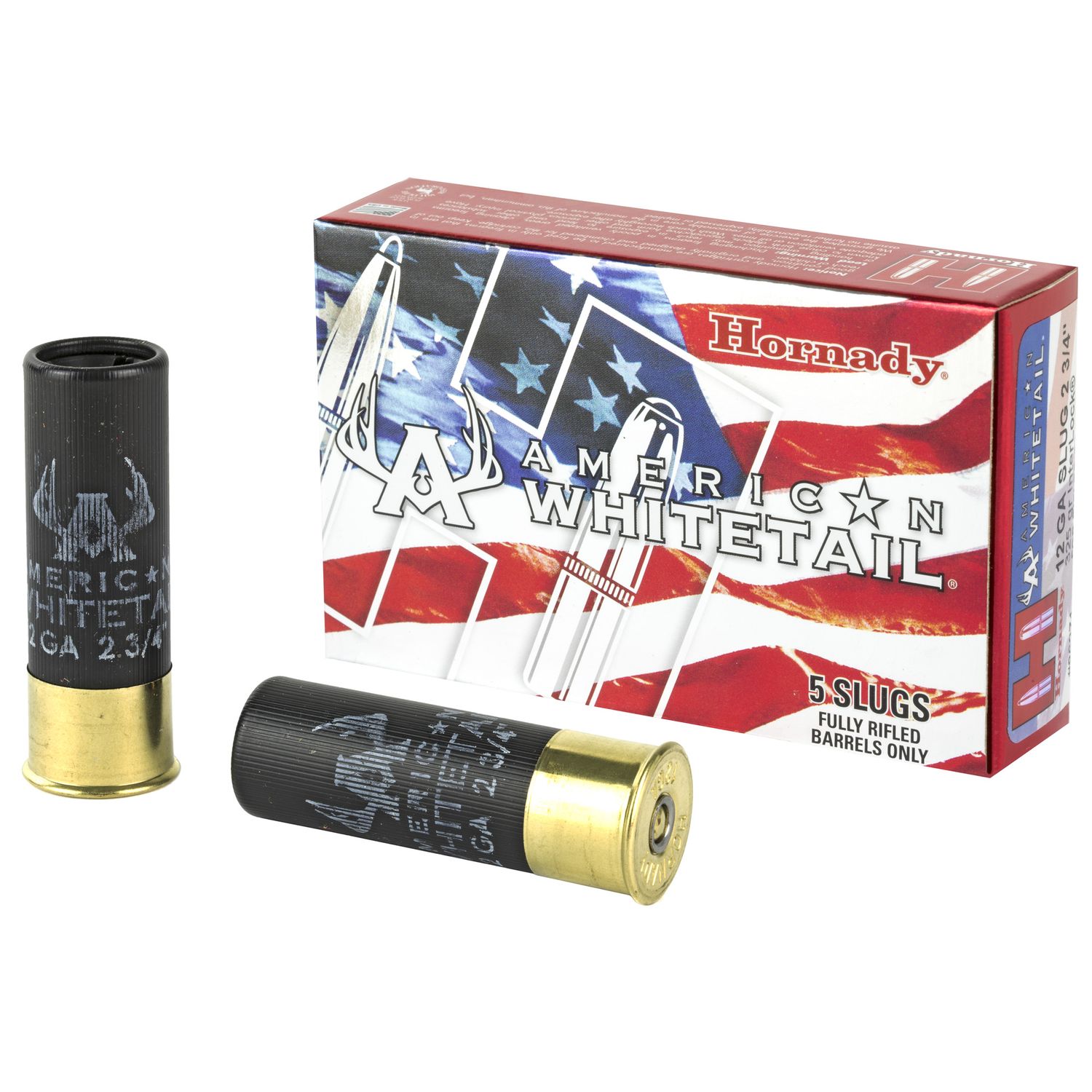 Hornady American Whitetail Shotshells 86271, 12 Gauge, 2-3/4", 325 GR, 1825 fps, Interlock Lead Slug, 5 Rds/Bx