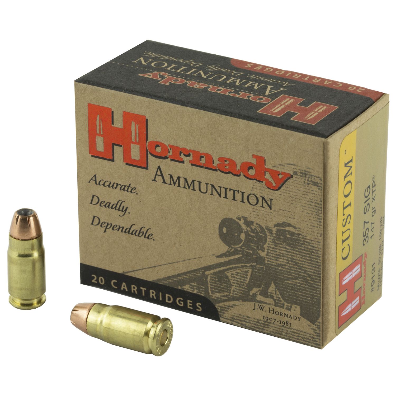 Hornady Handgun Ammunition 9131, 357 Sig Sauer, XTP Jacketed Hollow Point (JHP), 147 GR, 1225 fps, 20 Rd/bx