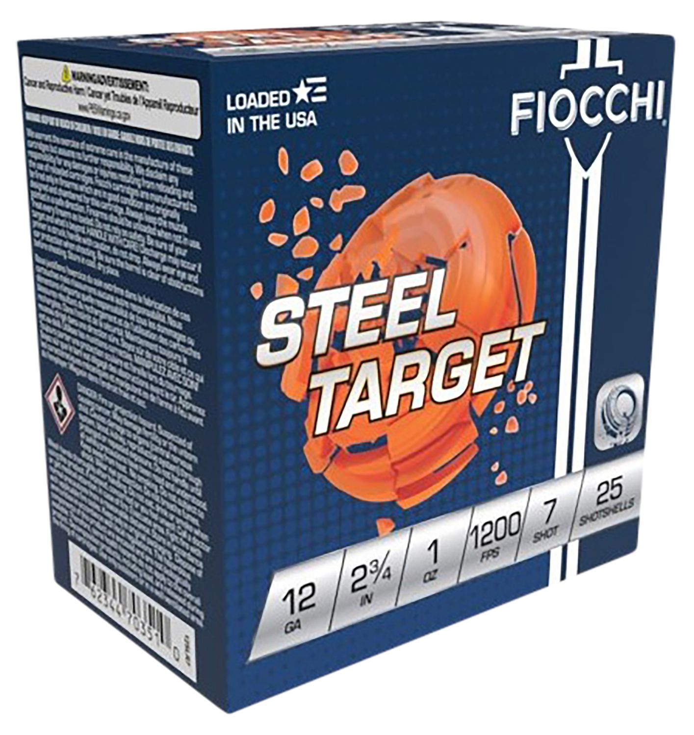 Fiocchi Target 12SLR7, 12 Gauge, 2-3/4", 1 oz, 1200 fps, #7 Steel Shotshells Shot, 25 Rds/Bx