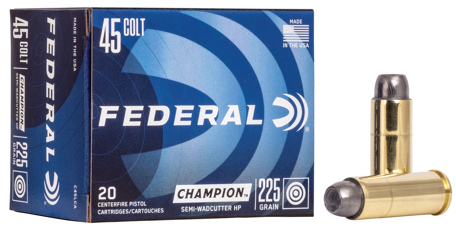 Federal Personal Defense Handgun Ammunition C45LCA, 45 Long Colt, Semi-Wadcutter HP, 225 GR, 830 fps, 20 Rd/bx