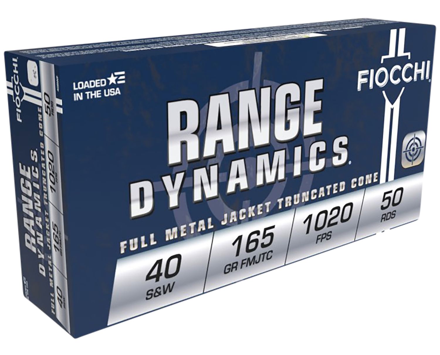 Fiocchi Shooting Dynamics Pistol Ammunition 40SWFUS, 40 S&W, Full Metal Jacket (FMJ), 165 GR, 1020 fps,  50 Rd/bx