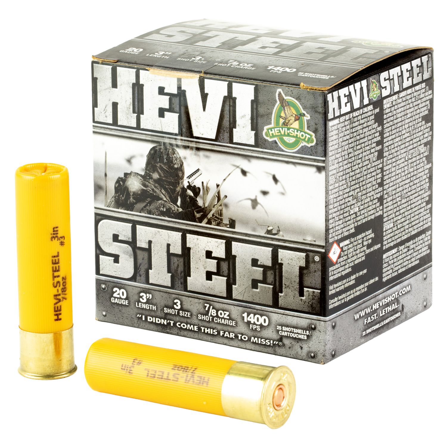 Hevishot Hevi-Steel Shotshells 62003, 20 Gauge, 3", 7/8 oz, #3 Steel Shot, 25 Rds/box