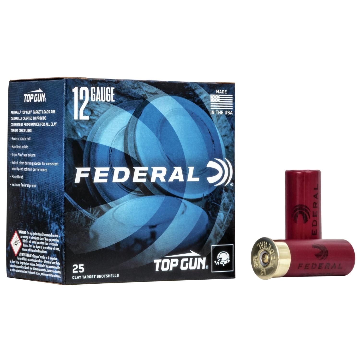 Federal Premium Top Gun Target Shotshells TG1275, 12 Gauge, 2-3/4", 1-1/8 oz, 1200 fps, #7.5 Lead Shot, 25 Rds/Bx