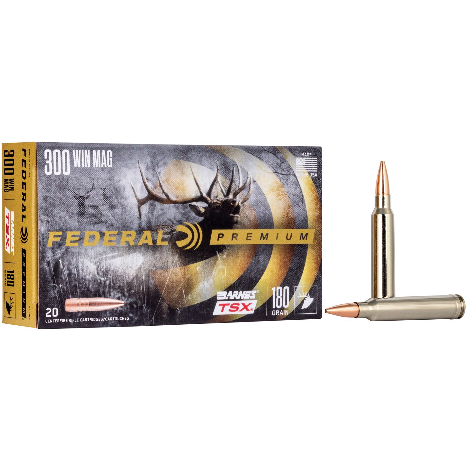 Federal Premium Vital-Shok Rifle Ammunition P300WP, 300 Winchester Mag, Barnes Triple Shock X-Bullet, 180 GR, 2960 fps, 20 Rd/bx