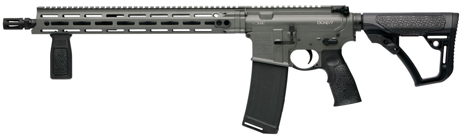 Daniel Defense DDM4 V7 Rifle 13192047, 223 Remington-5.56 NATO, 16", 6-Position Black Stock, Green Cerakote Finish, 20 Rd