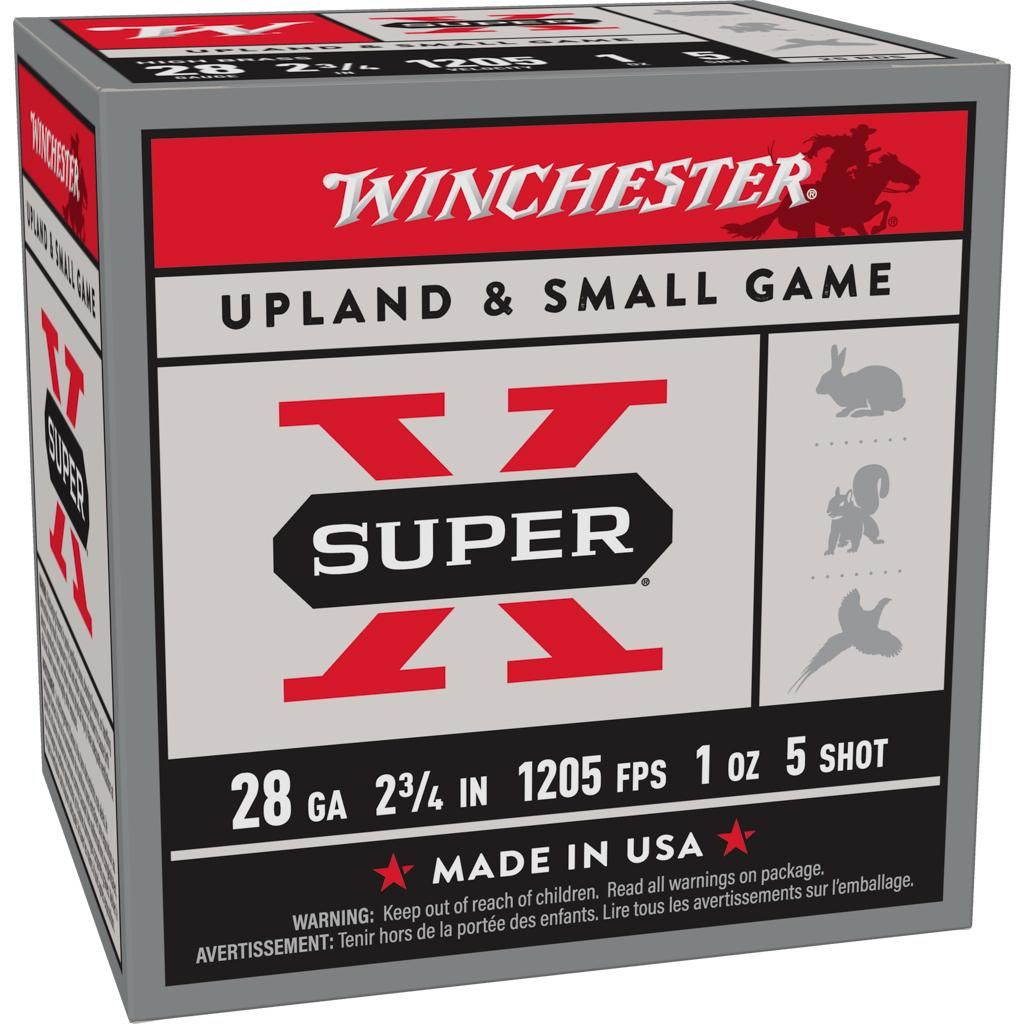 Winchester Super X High Brass Game Load X28H5, 28 Gauge, 2-3/4", 1 oz, 1205 fps, #5 Lead Shot, 25 Rds/Bx