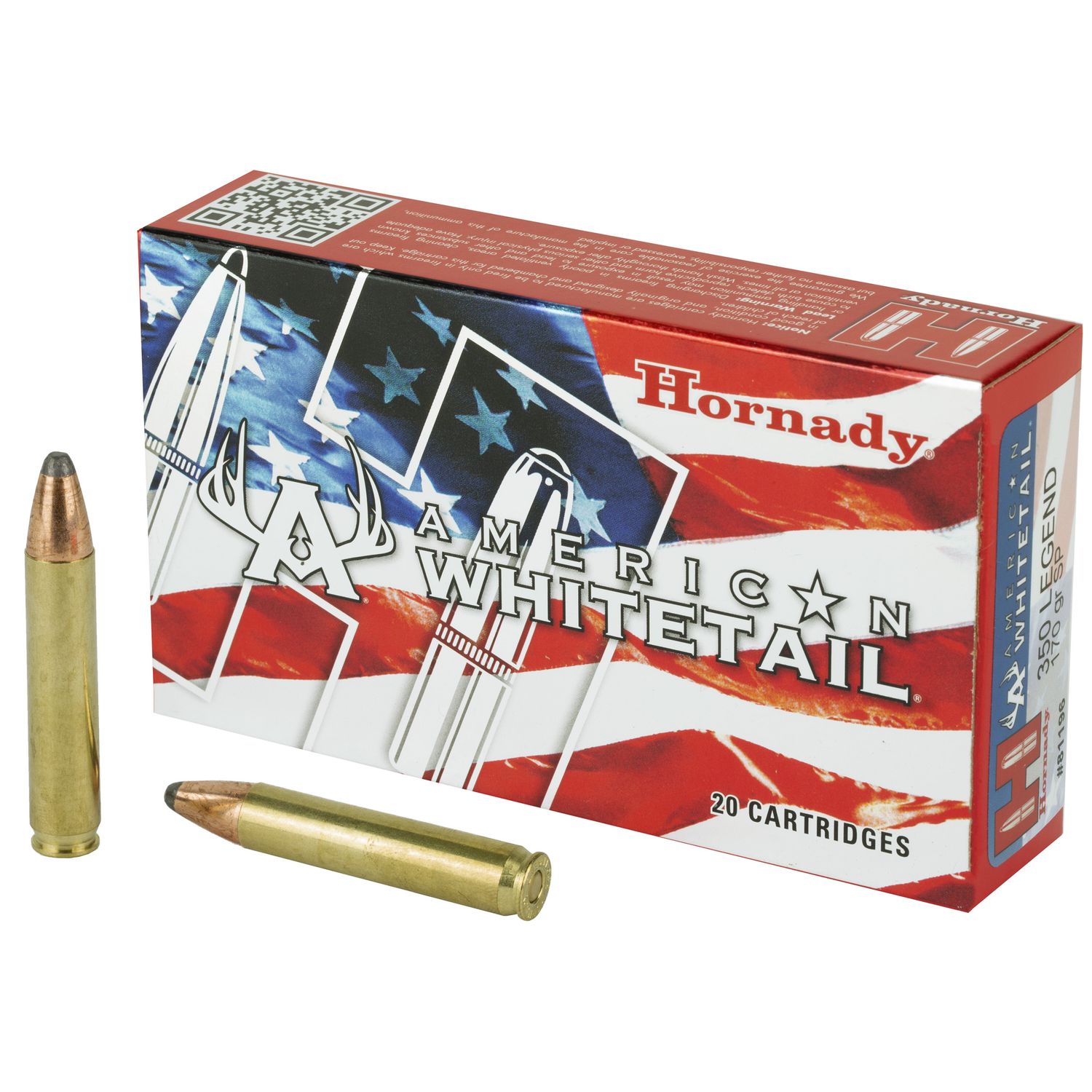 Hornady American Whitetail Rifle Ammunition 81196, 350 Legend, Interlock, 170 GR, 20 Rd/bx