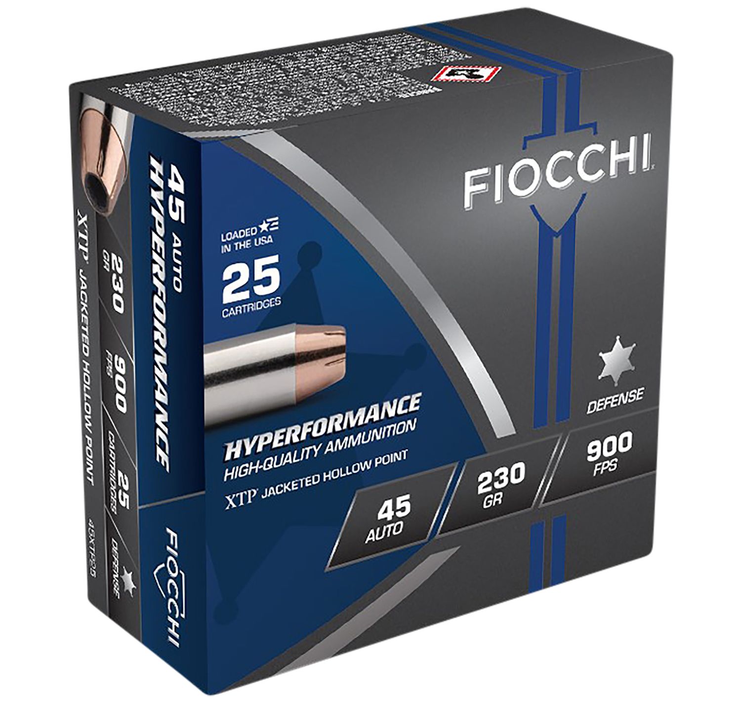 Fiocchi Extrema Handgun Ammunition 45XTP25, 45 ACP, XTP Hollow Point (HP), 230 GR, 900 fps, 25 Rd/bx