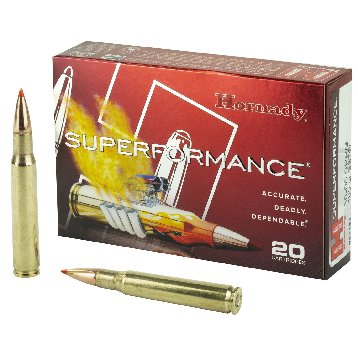 Hornady Superformance Rifle Ammunition 81153, 30-06 Springfield, SST, 165 GR, 2960 fps, 20 Rd/bx