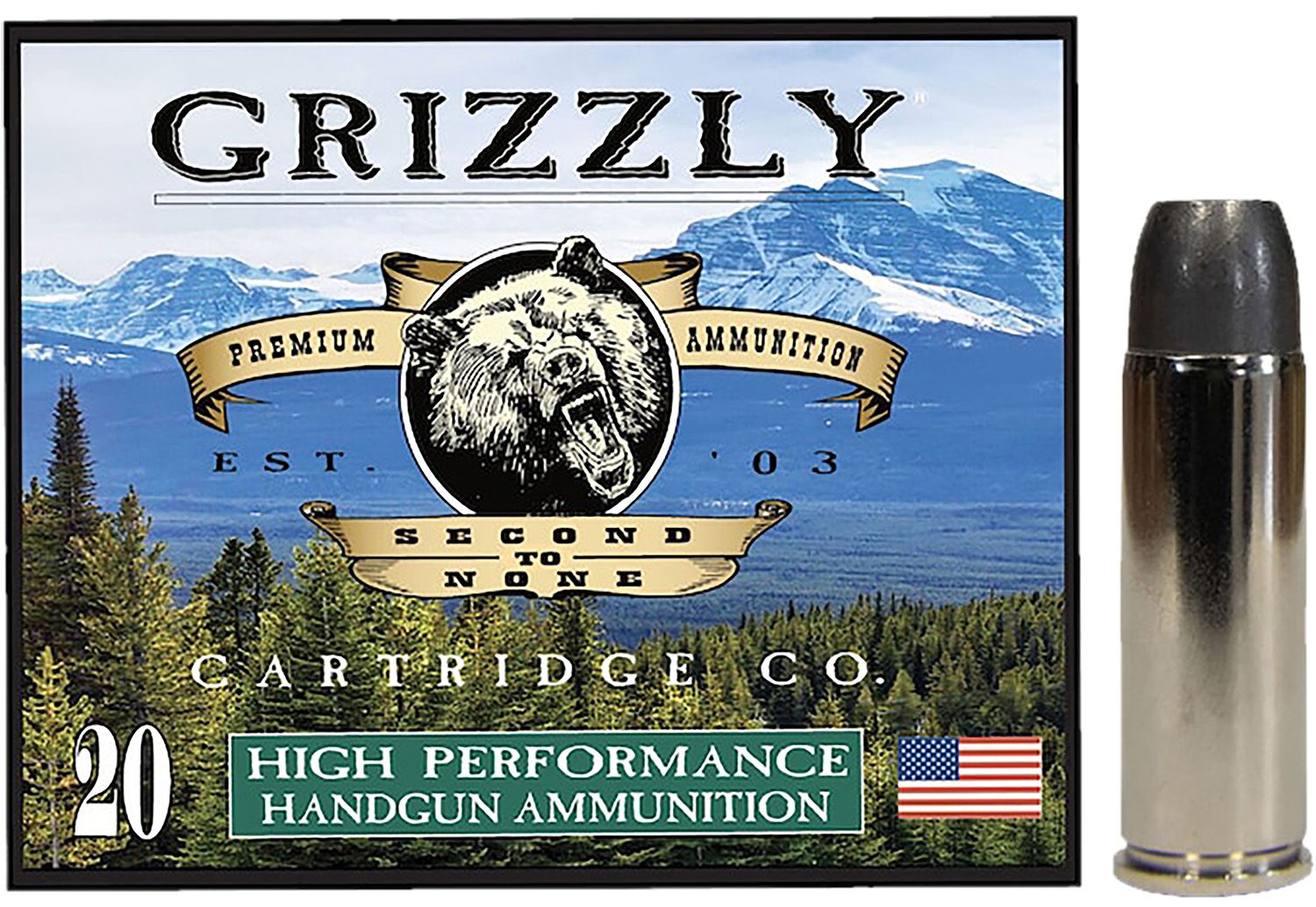 Grizzly Ammunition High Performance Pistol Ammunition GC45C+P14, 45 Colt, Wide Long Nose Gas Check, 335  GR, 1200  fps, 20 Rd/bx