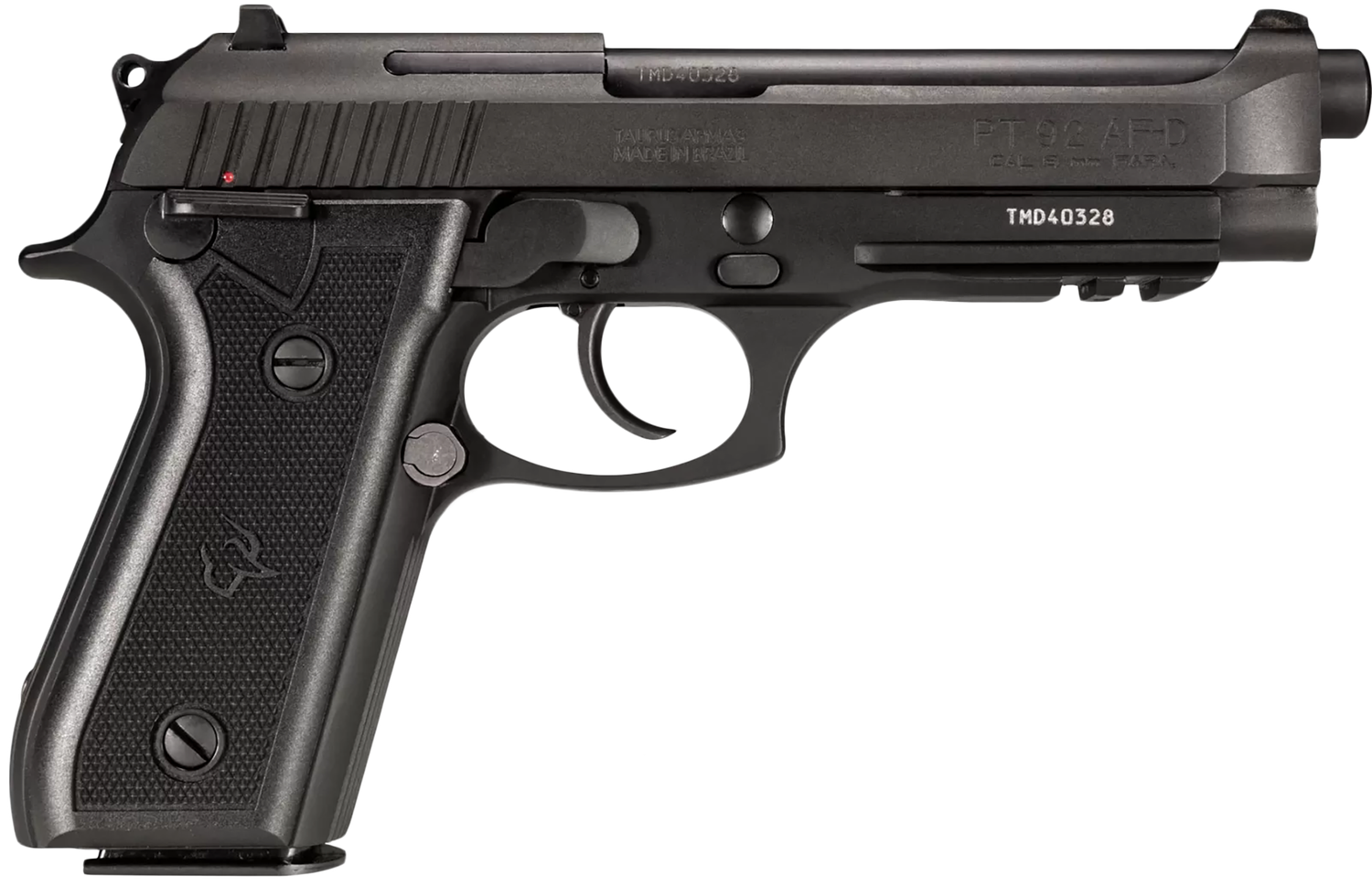 Taurus PT-92 Large Frame Pistol 192015117, 9mm, 5", Checkered Rubber Grip, Blue Finish, 17 Rd, Fixed Sights
