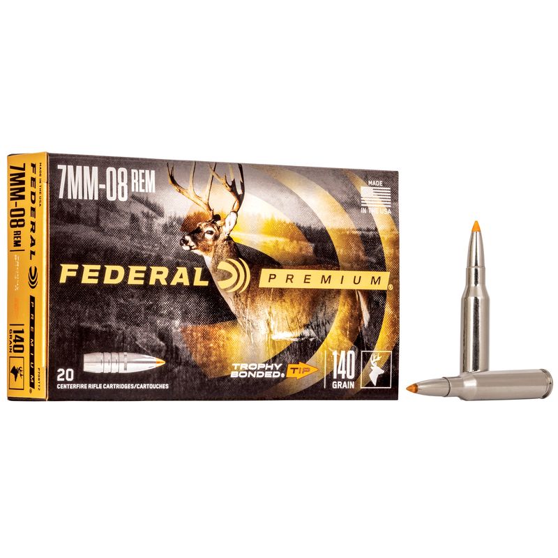 Federal Premium Vital-Shok Rifle Ammunition P708TT2, 7 MM-08 Remington, Trophy Bonded Tip, 140 GR, 2800 fps, 20 Rd/bx