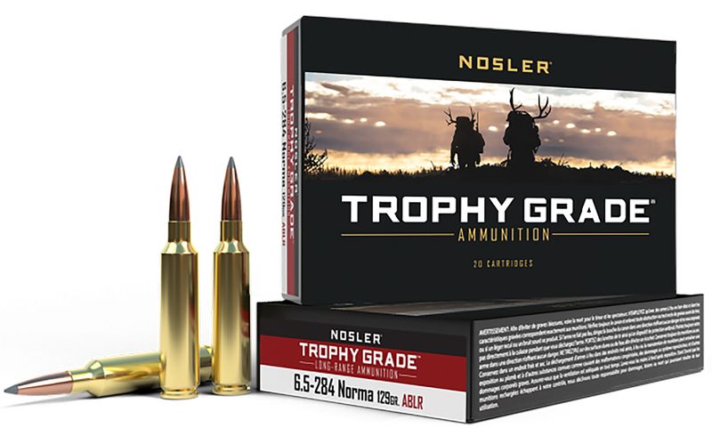 Nosler Long Range Rifle Ammunition 60128, 6.5mmX284 Norma, AccuBond, 129 GR, 2965 fps, 20 Rd/Bx