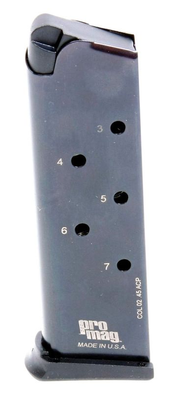 Pro Mag 1911 Government 45 Automatic Colt Pistol ACP 7 Rounds Black Replacement Magazine (COL02)
