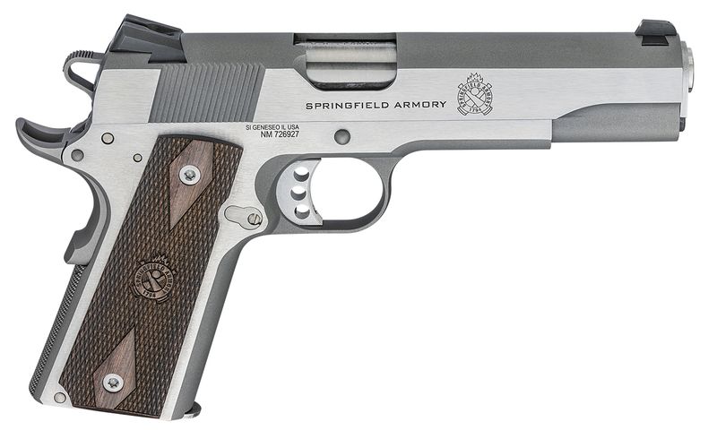 Springfield 1911 Garrison Pistol PX9420S, 45 ACP, 5", Wood Grips, Stainless Finish, 7 Rds