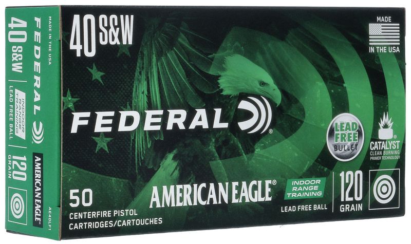 Federal American Eagle Pistol Ammunition AE40LF1, 40 S&W, 120 gr, 1330 fps, 50 Rd/Bx