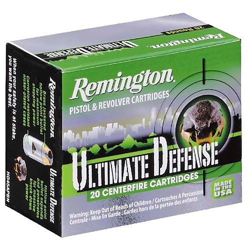 Remington Ultimate Defense Pistol Ammunition 28957, 40 S&W, Brass Jacket Hollow Point, 165 gr, 1150 fps, 20 Rd/Bx